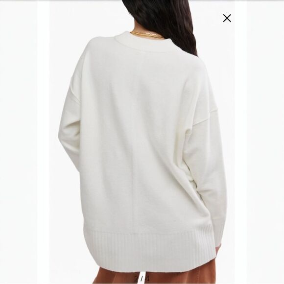 Free People Phoebe White Knit Pullover Tunic Slit Oversized Sweater S NEW $168 - Picture 4 of 11